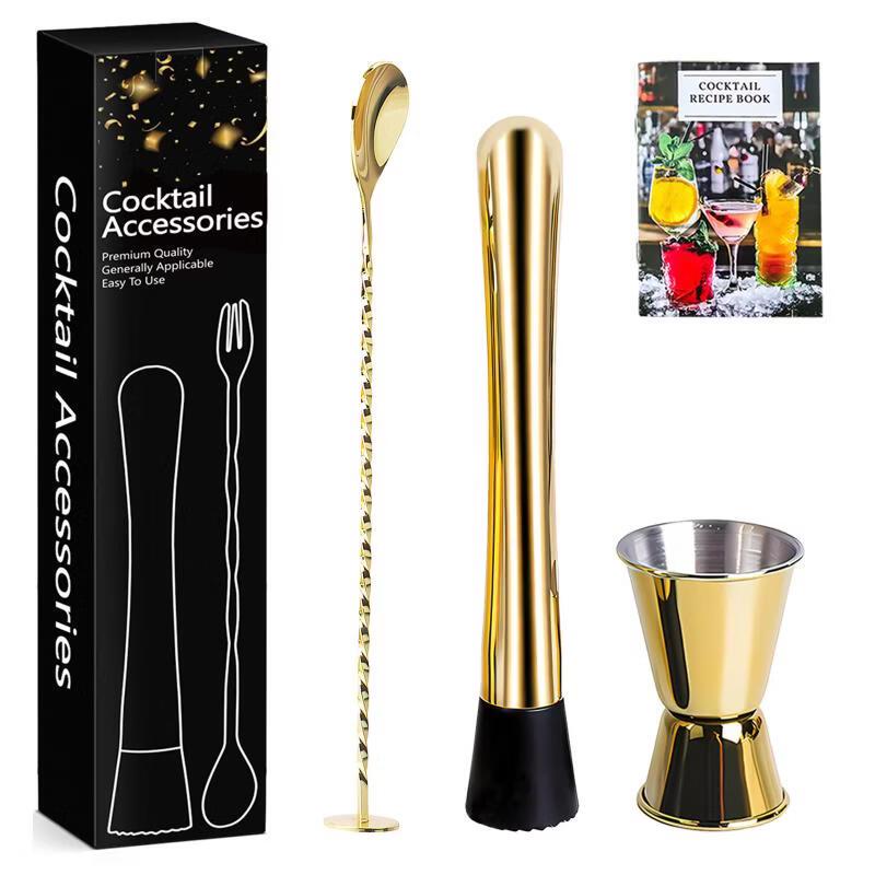 Golden Cocktail Shaker & Bartending Tool Set
