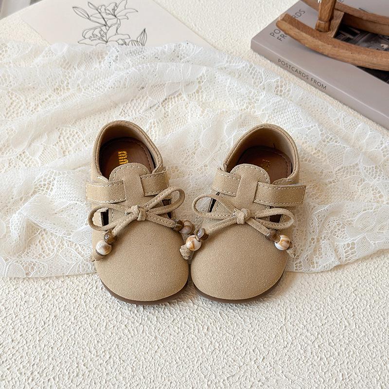 

2025 Autumn Baby Girls Soft Sole Walking Shoes - Korean Style Leather for 0-3 Years 21-25 хаки
