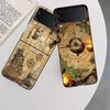 Compass Map Voyage Phone Case For Samsung Z Flip 7 6 5G Galaxy Z Flip 5 4 3 Black Hard Cell Cover Luxury PC Shell Coque