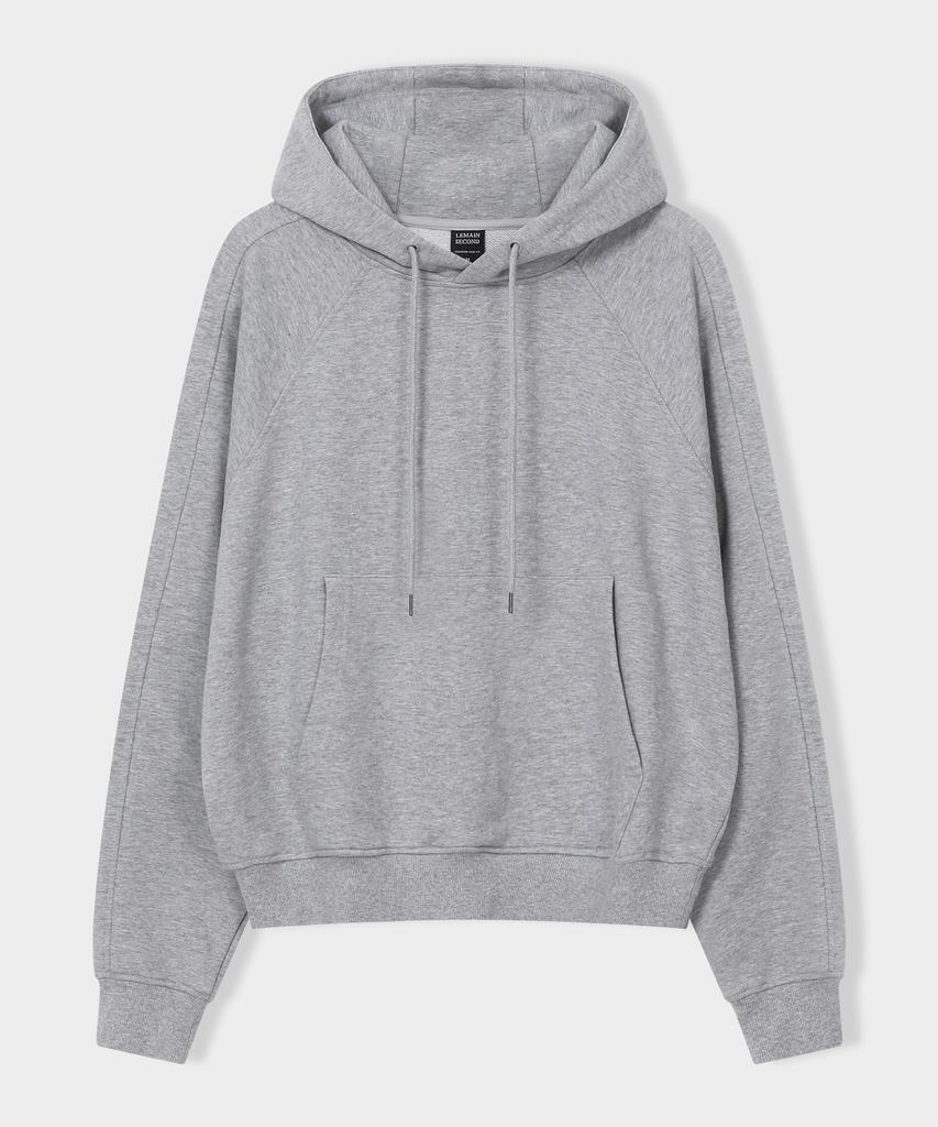 LEMAIN SECOND Sleeve Double-Pleat Raglan Hooded Sweatshirt [Grey]