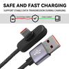 3-1PCS 100W 6A Right-angle USB To Type-C Fast Charging Data Cable Braided Cord for IPhone Samsung Xiaomi Phone Laptop 1/1.5/2m