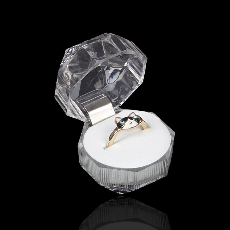 20PCS Acrylic Crystal Ring Boxes Storage Display Box Storage Organizer Case Clear Package Box for Wedding Jewelry Packaging