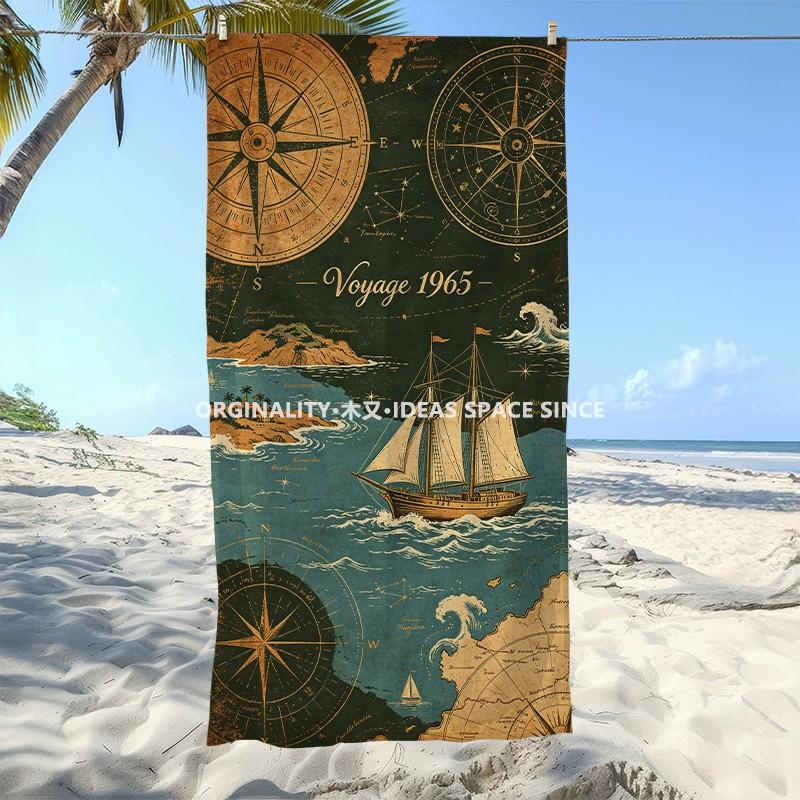 Vintage Nautisch Segeln Strandtuch Gemustert Sonnenschutz Und Winddicht Geeignet Für Schwimmbad Camping Reisen
