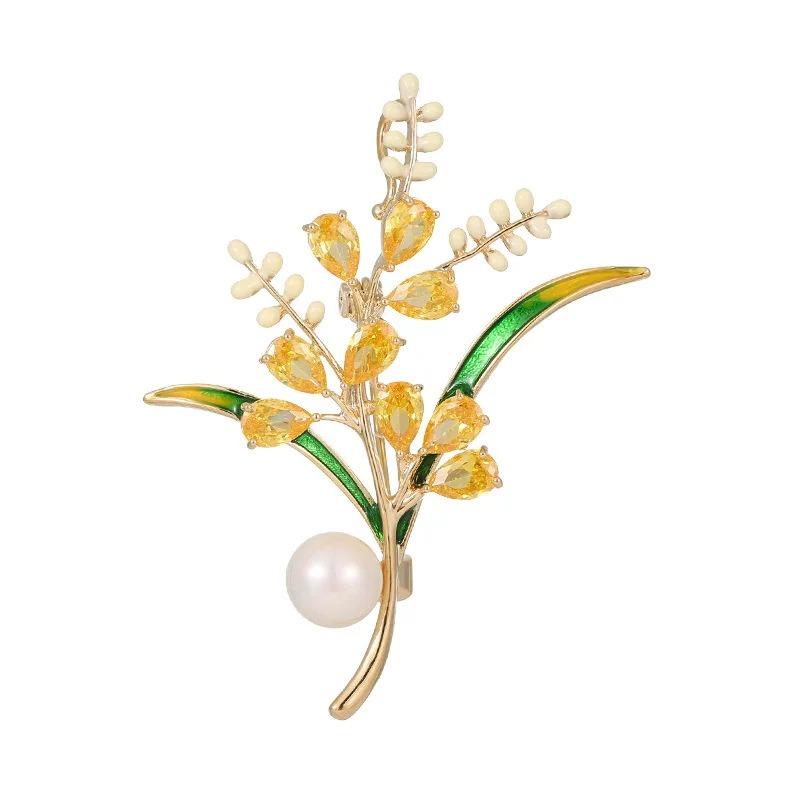 Harvest Wheat Ear Pin - Elegant and Graceful Crystal Brooch with Small Design Touch - Uncommon Pin for Special Occasions