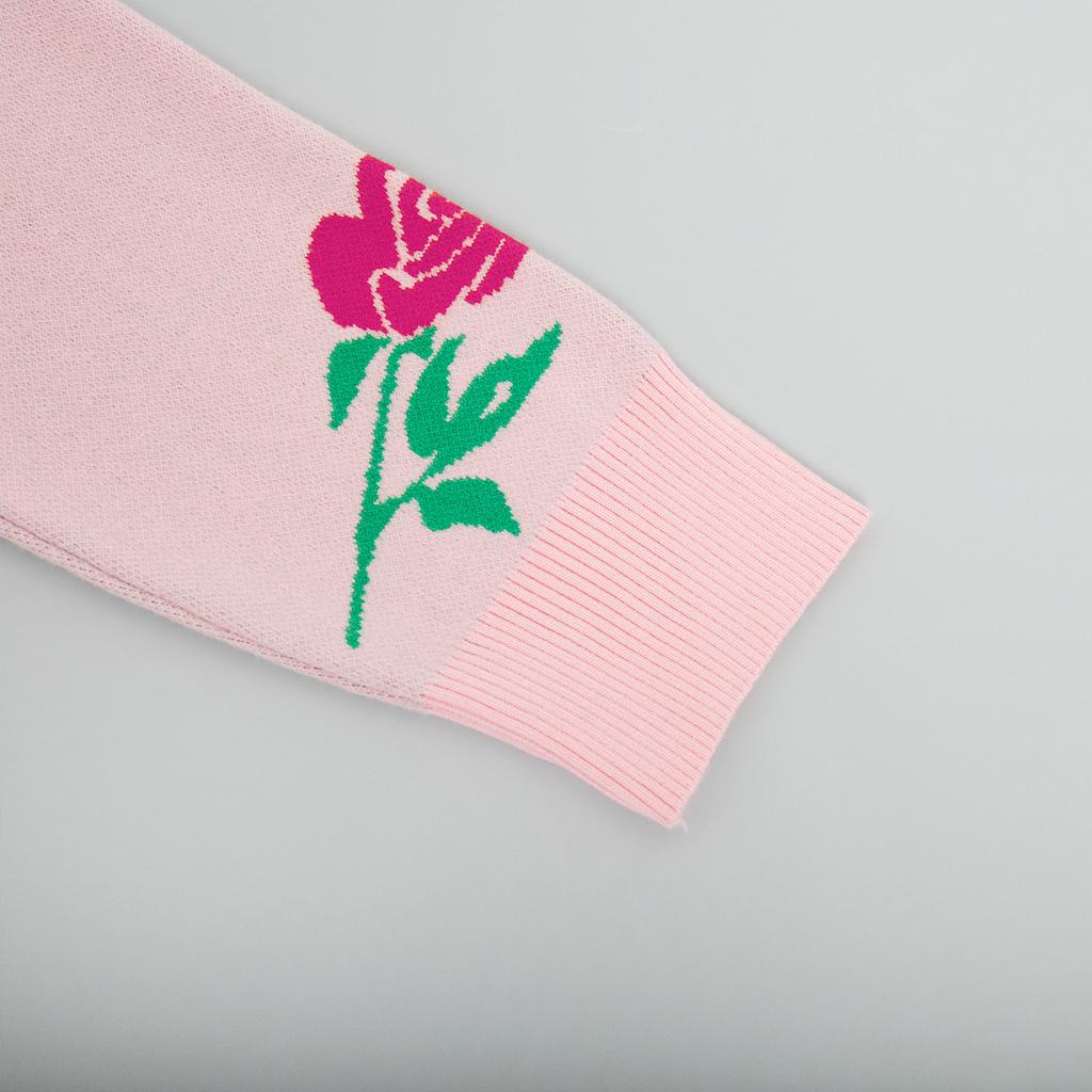 Autumn Winter Rose Print Sweater Women's Round Neck Loose Pullover Versatile Daily Comfortable Knitted Undercoat Top