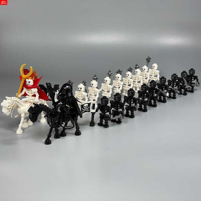 Einzelne MOC Steine DIY Dunkler Bote Magiergruppe Skelett Schädel Bausteine Figur Puppen Spielzeug für Kinder Geschenke