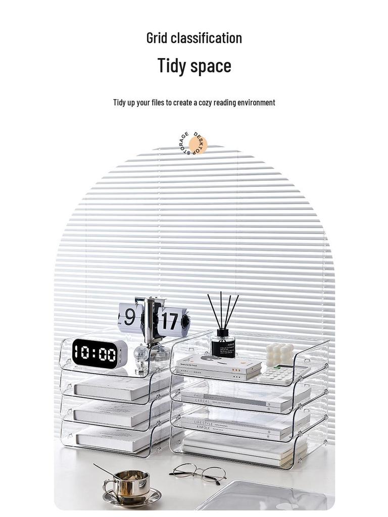 Transparent Desktop File Organizer and Document Storage Rack