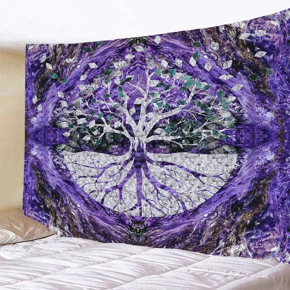 Mysterious Tree of Life Mushroom Forest Tapestry Wall Hanging Fairy Tale Bohemian Psychedelic Home Dormitory Dream Decor Sun