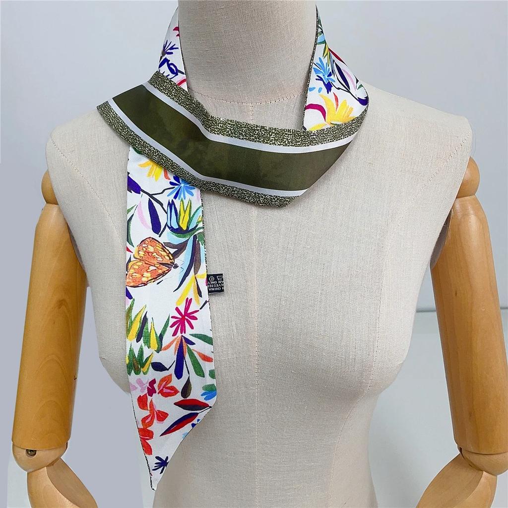 New Design Pansy Tarot Scarf Women Luxury Brand Scarf Skinny Bag Silk Scarves Foulard Hair Neckerchief Headband For Ladies