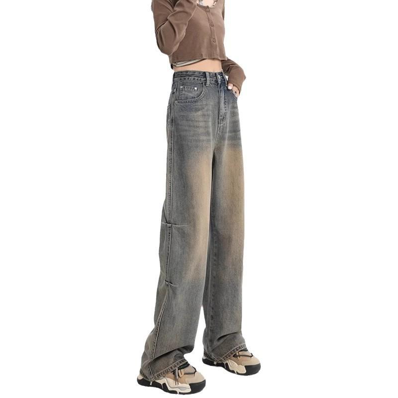 Damen Distressed High Waist Wide-Leg Jeans - Trendig, Vielseitig, Schlankmachend und Locker geschnitten.