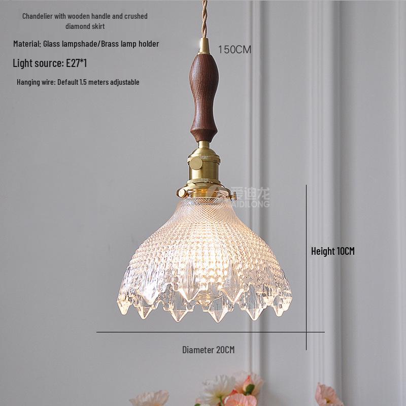 

Вінтажна латунна та скляна люстра-квітка - Мінімалістичний підвісний світильник для сучасного, B&B, ресторану, спальні або приліжкової тумбочки With 4W LED Warm Light