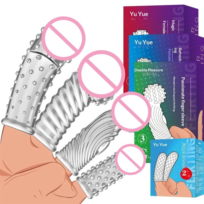 Reusable G Point Clitoris Stimulation Finger Sleeves Penis Rings Delay Sex Toys For Women Couples Games