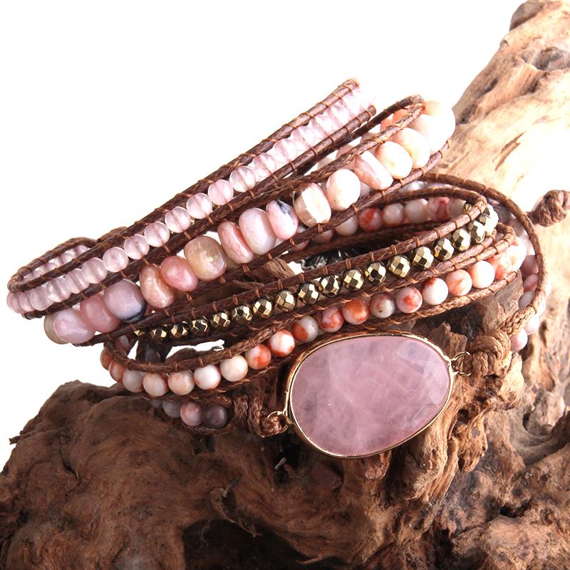 RH Mode Handma Böhmischen Schmuck Boho Armband Gemischt Natürliche Steine Charme 5 Stränge Wrap Armbänder Geschenk DropShipping