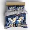 Winter Horses Artistic Print Decor Soft Comfortable Duvet Cover Bedding Set Included 1*Duvet Cover & 2*Pillowcases Gift
