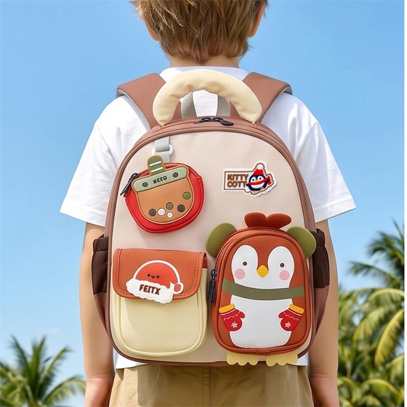 Zaino Scuola Materna per Bambini Zaino Cartone Animato Pinguino Leggero per Bambini e Bambine Zaino per Bebè