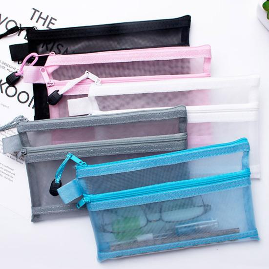 File Bag Storage Holder with Lanyard Zipper Closure Large Capacity Portable Transparent Document Storage Bag Office Supplies