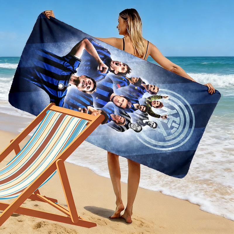 Asciugamano da Spiaggia Stampa Inter, Asciugamano Grande Morbido Asciugatura Rapida per Spiaggia Campeggio Nuoto