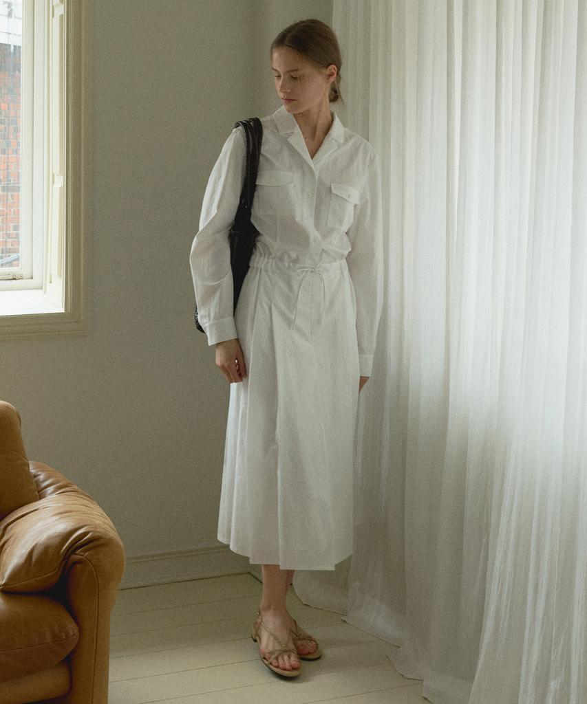 Otte Pleats Shirt-Dress_White