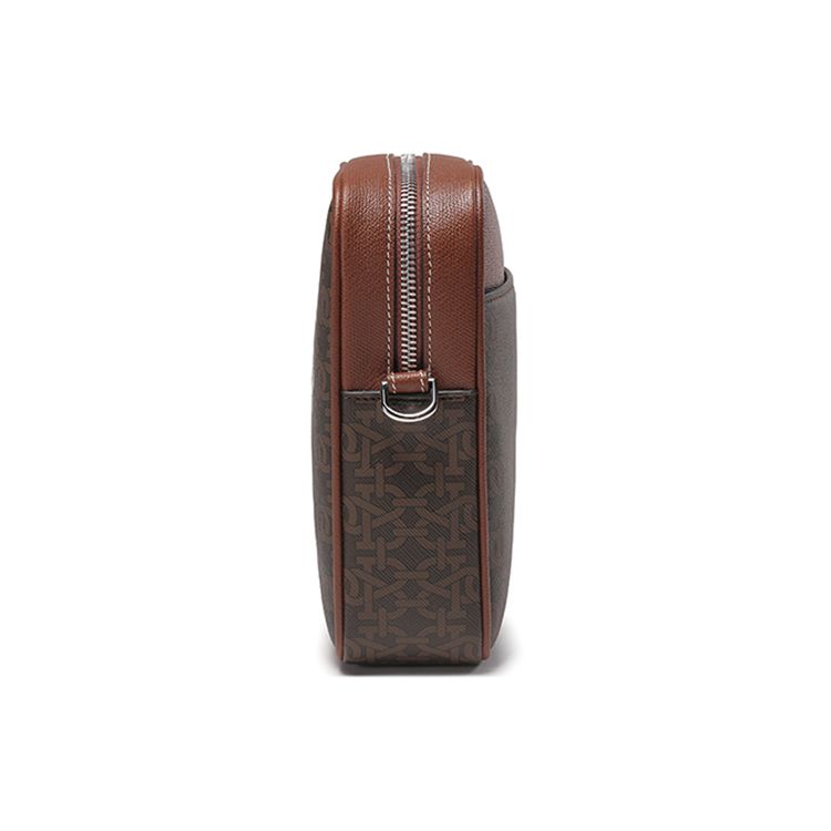 Bally Monogram Zip Closure TPU Crossbody Shoulder Bag Men Bags Brown 6301801