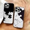 Puzzle Piece Phone Case For iPhone 17,16,15,14,13,12,11 Plus,Pro Max,XS,Colorful Silver Black Cover