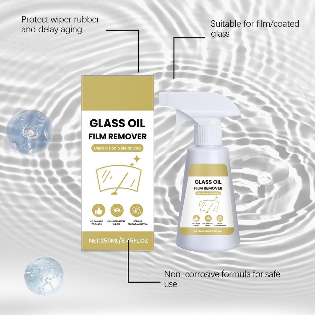 Car Glass Oil Film Remover; Windshield Cleaner; Oil Film Remover Paste; Deep Cleaning Hydrophilic Cleaning Suitable For All Car Models(250ml)