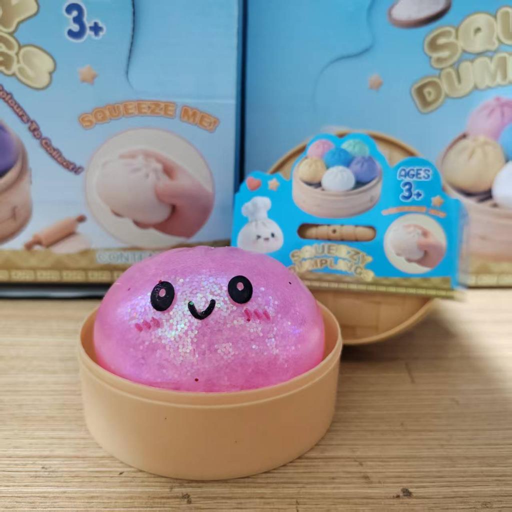 1-12p Push Bubble Colorful Dumpling Squishes Stress With Steamer Cute Anxiety Toy Soft Decompression Dough For Adults Prospector