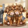 Customization Cute Cartoon Highland Cow Flannel Blanket | Soft Warm All-Season Throw | Perfect For Sofa Bed Office Travel