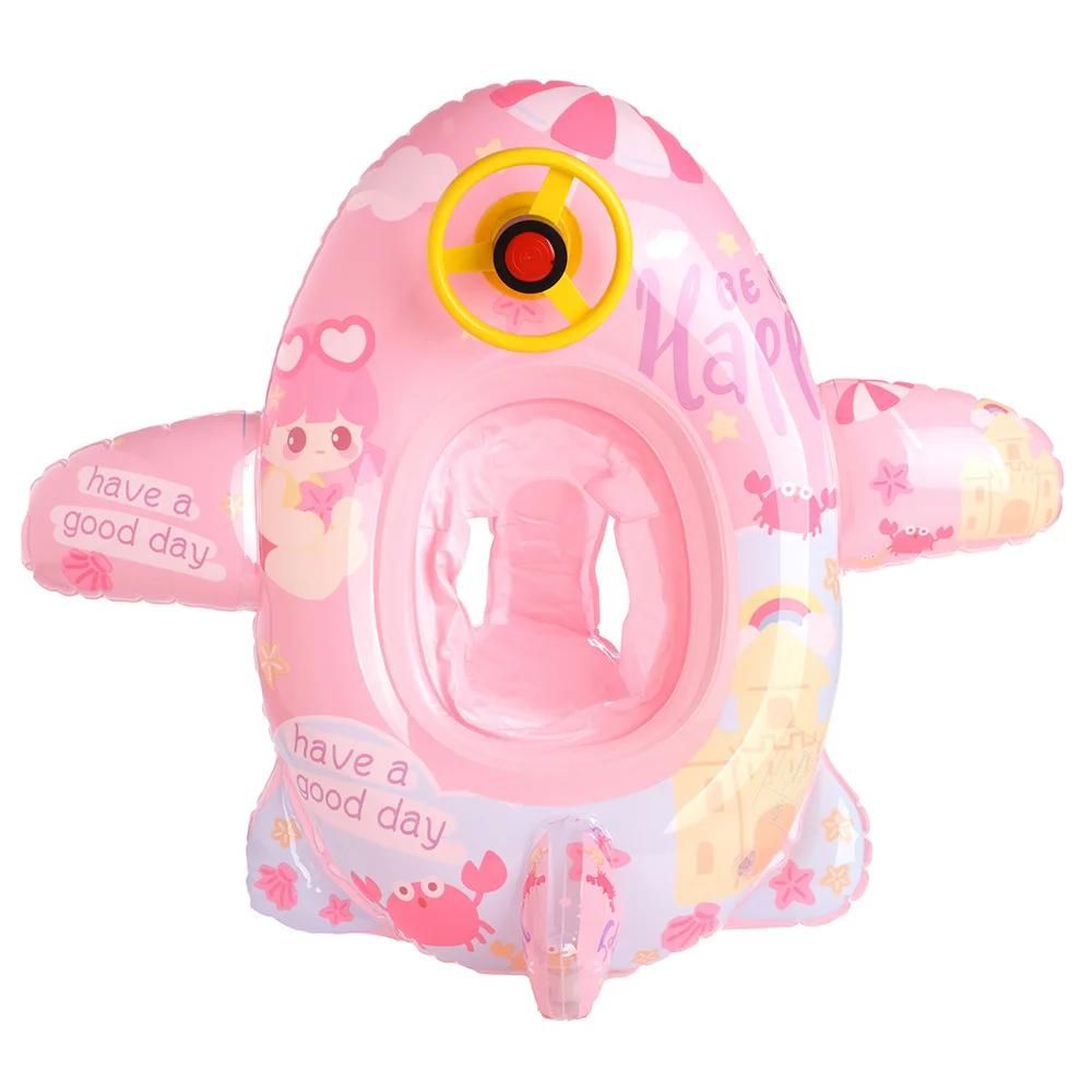 Cartoon Animal Inflatable Toys Baby Swimming Seat with Steering Wheel Outdoor Pool Water Inflatable Floating Ring for Kids
