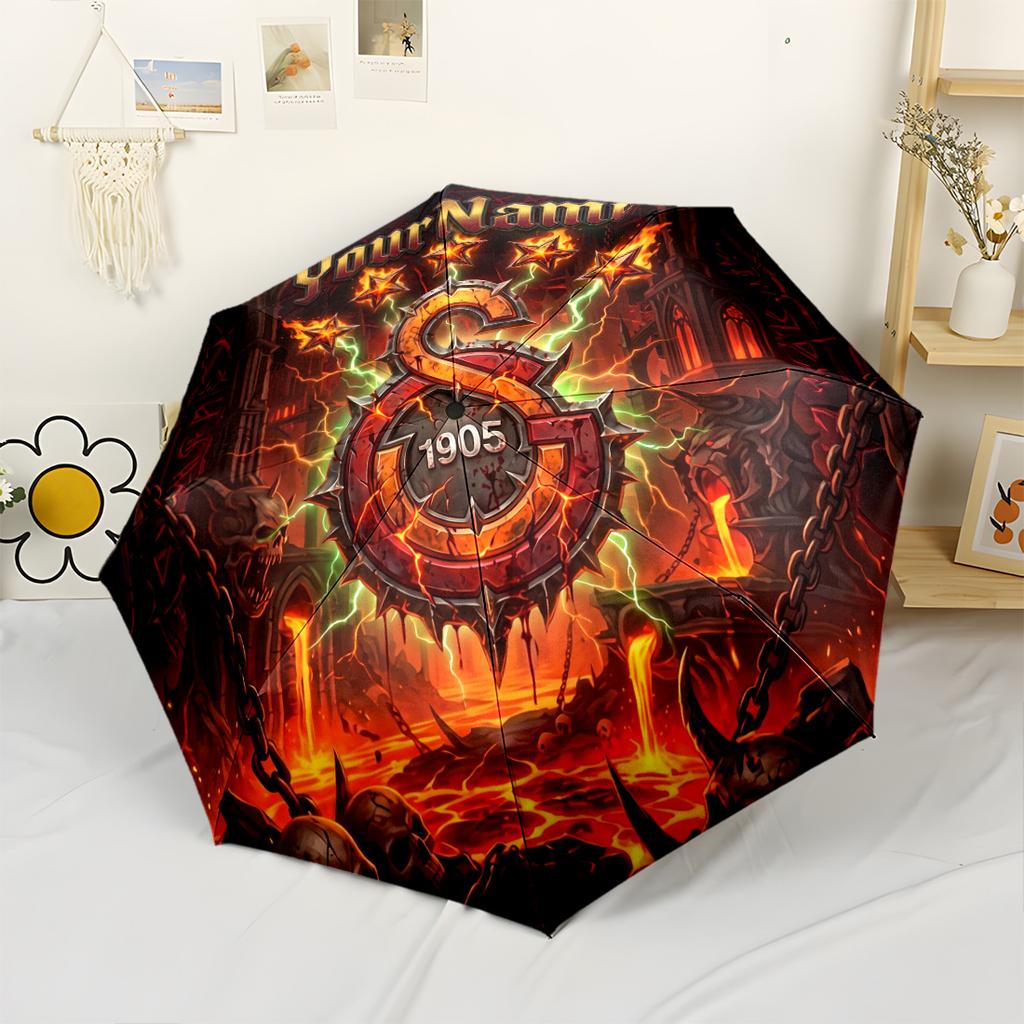 Galatasaray1 Personalized Text Umbrella Portable Automatic Umbrella Folding Umbrella with 8 Ribs Compact Design All-Season Use Fashion Lovers