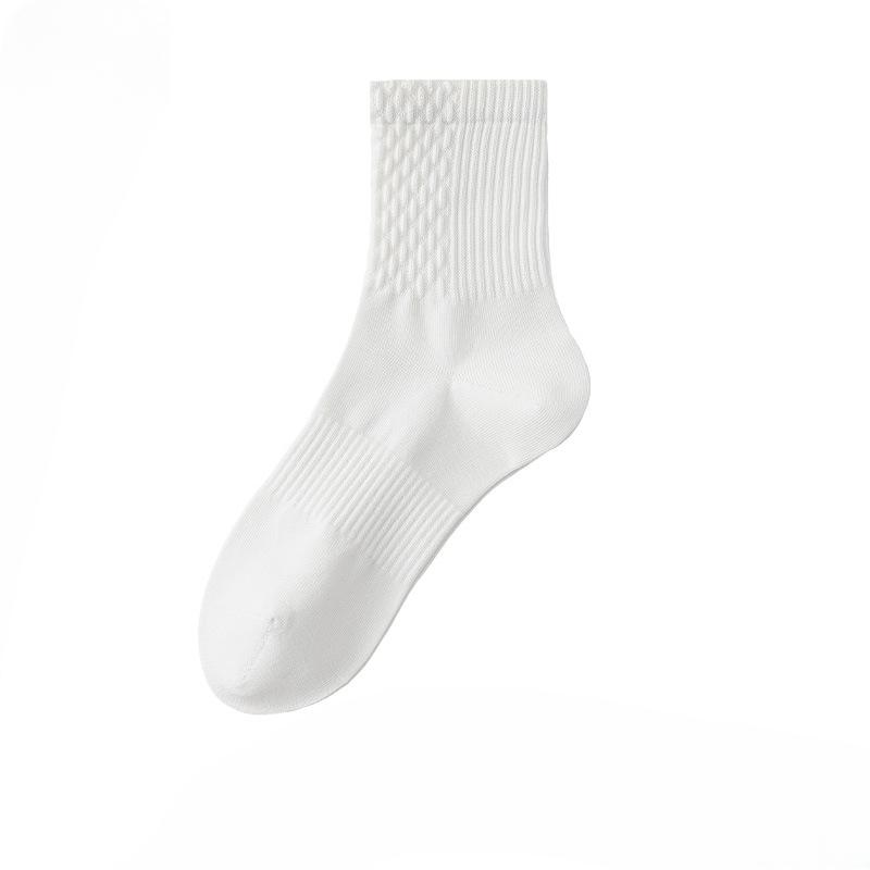 Female Autumn and Winter Draw Waist Pure Color Sports Breathable Sweat Absorbent Boneless Cotton Socks