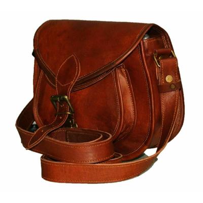Bolsa feminina de couro de cabra vintage marrom mensageiro bolsa de ombro transversal