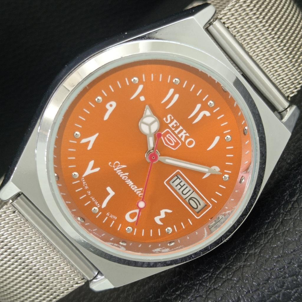 

AUTOMATIC VINTAGE REFURBISHED SEIKO 5 6309A JAPAN MENS ORANGE WATCH a442573-1