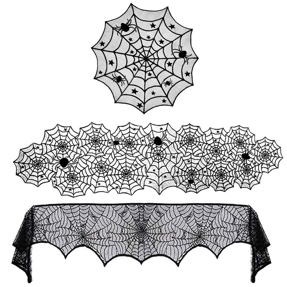 Halloween Decoration Tablecloths Spider Web Mantel Towel Bat Spider Table Flag Lampshade Decoration Halloween Home Decor Sets