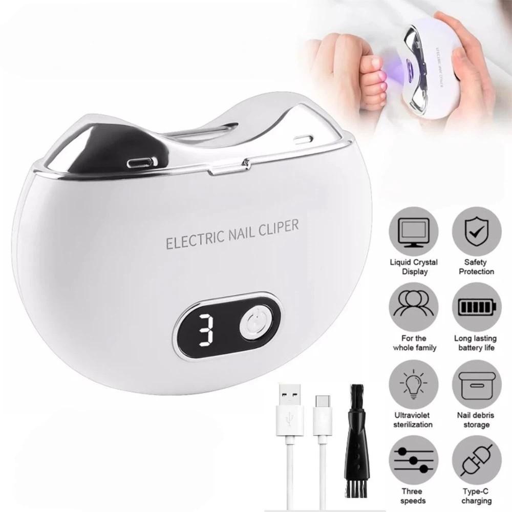 3 Speeds Automatic Nails Trimmer Low Noise Electric Nail Clipper Manicure Machine for Men Women