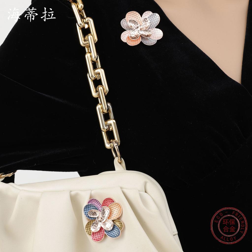 New multi-functional enamel three-dimensional flower magnetic brooch banquet women's brooch bag accessories