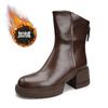 Short boots women's thick heel platform British style 2025 new Martin boots high heel medium tube brown retro spring and autumn single boots