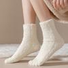Yousheng 1 Pair Women Coral Fleece Toe Socks Autumn Winter Fuzzy Thick Warm Thermal Mid-calf Socks Soft Fluffy Home Sleeping Slipper Floor Socks