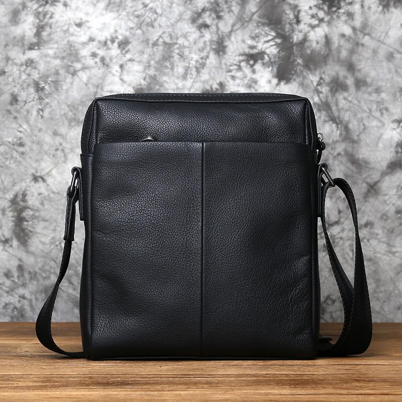NZPJ Leather Men's Shoulder Bag Casual Large-Capacity Soft Leather Backpack Top Layer Cowhide Vertical Messenger  Business Bag