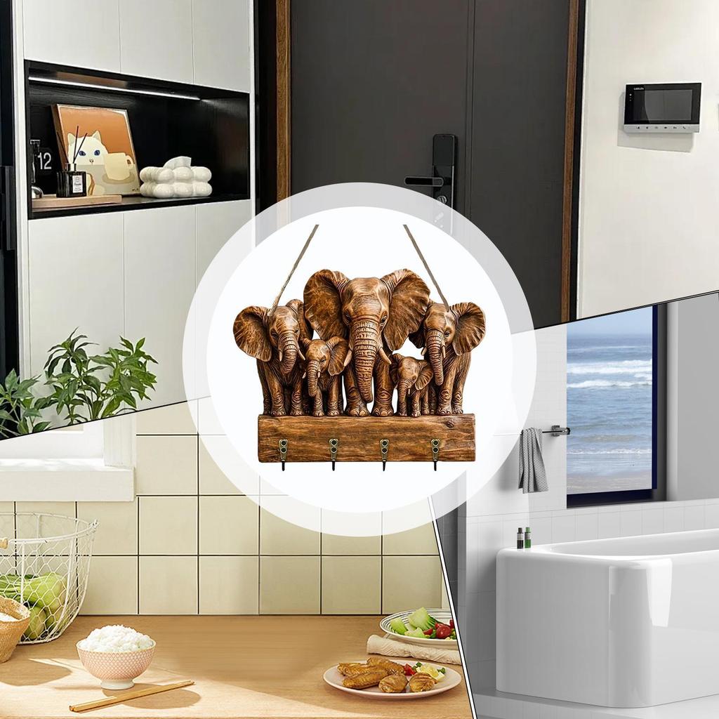 Key Hooks Wooden Cute Multipurpose Organizer Elephant Towel Hooks Key Holder Organizer For Towel Coat Jacket Hat Bag Umbrella