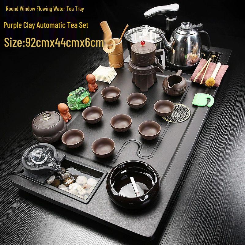 Qiu Qiao Automatic Zisha Tea Set with Flowing Water Tray