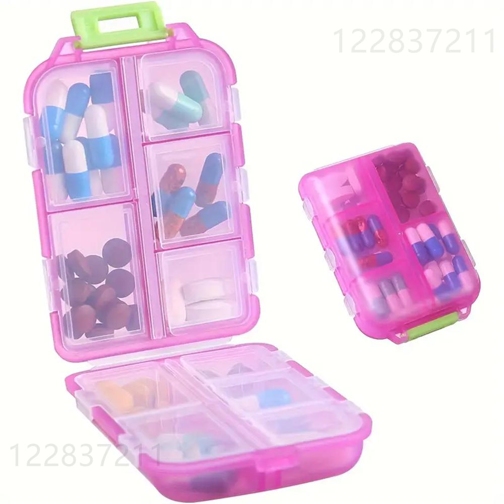 1PC 10-Grids Small Pill Cases Organizer Box Weekly Travel Portable Pocket Medicine Boxes Holder Plastic Container Storage Gadget