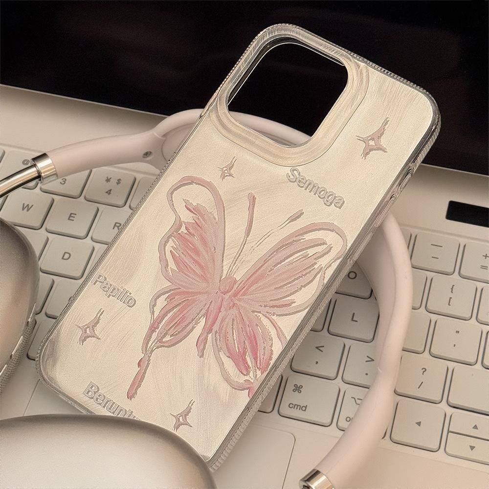 Girl Silver Feather Butterfly Suitable for Apple 15promax Mobile Phone Case Iphone16 Anti Fall 12 Hard 14 Fairy