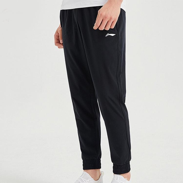 Li Ning Reflective Quick-Dry Cuffed Casual Pants Men bottoms Black AYKQ147-1