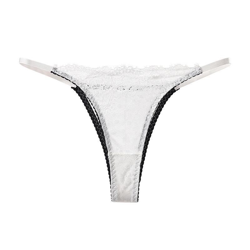 European & American Lace Patchwork Thin Strap Thong Lingerie - Sexy, Breathable Women's Panties