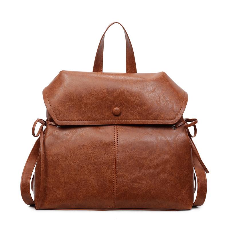 Backpack 2025 New Fashion Lazy Wind Large Capacity Commuter Handbag Soft Leather High-end College Student School Bag