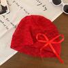 Subculture Lace Hollow Cold Hat Summer Thin Women's Black Japanese Stacking Hat Bow Design Sense Bag Head Hat