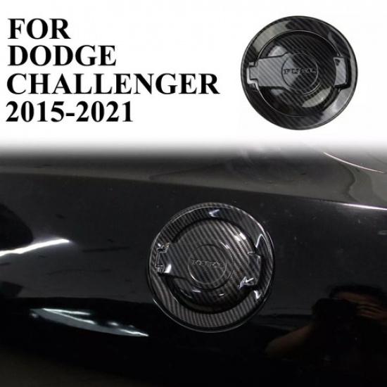 Carbon fiber fuel filler gas cap tank cover trim for Dodge Challenger 2015-