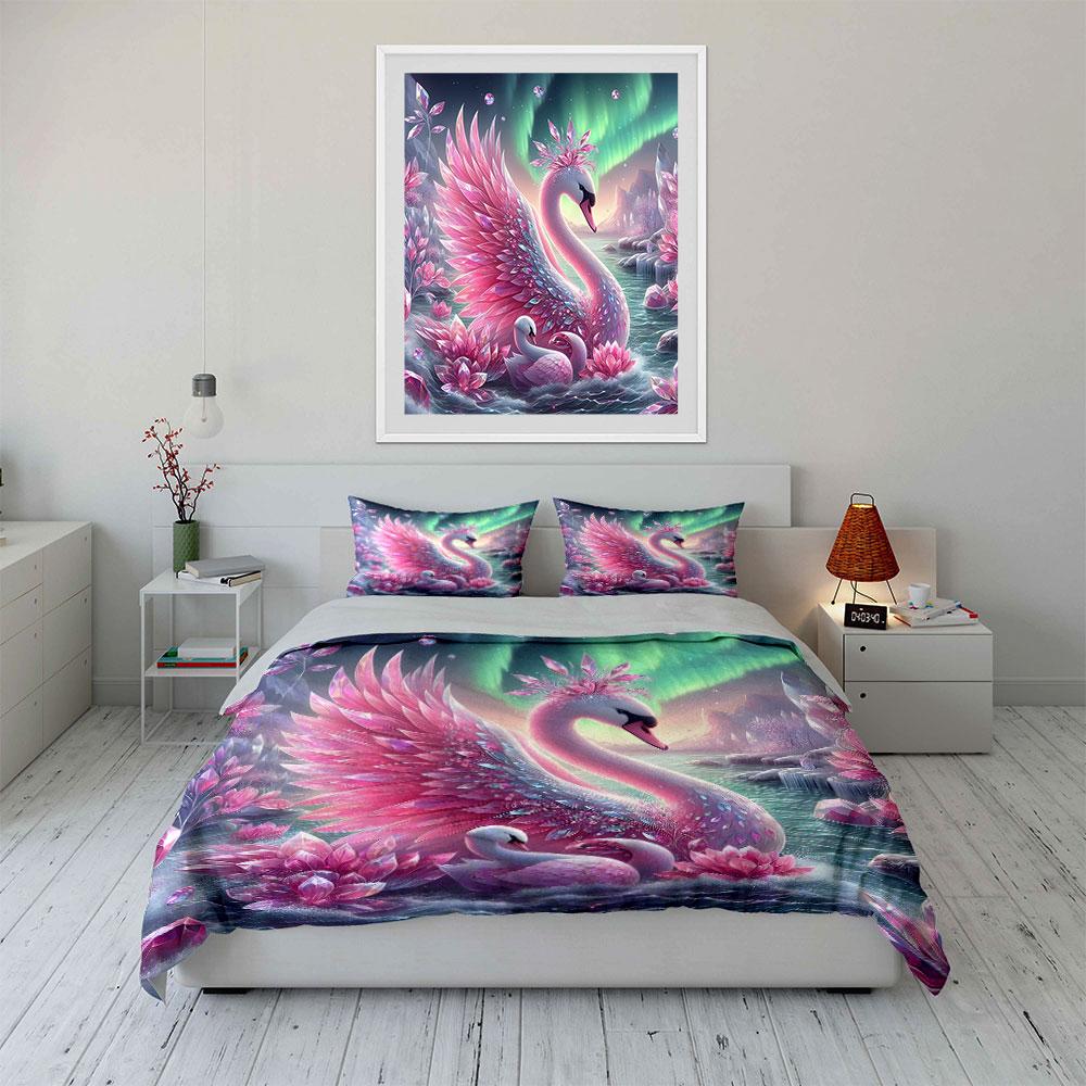 "Crystal swan paradise shimmer." Bedding sets Duvet covers Pillowcases(1* Duvet Cover 2* Pillowcases without duvet insert)