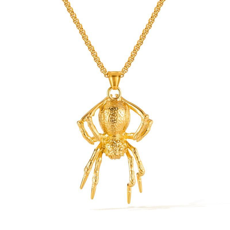 Personalized Hip-hop Necklace Men's Stainless Steel Domineering Retro Punk Style Spider Pendant Titanium Accessory