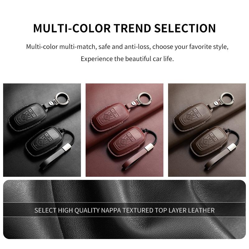 Leather Car Key Case Cover For Lincoln Nautilus Corsair Aviator Navigator Car Remote Key Case Shell Durable Protecter Accessorie